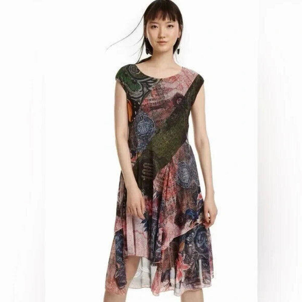 Desigual S Vestito My Sweetheart Mesh printed multicolor dress FREE SHIPPING
